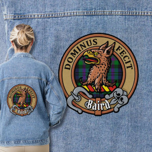 Clan Baird Wappen über Tartan Jeansjacke