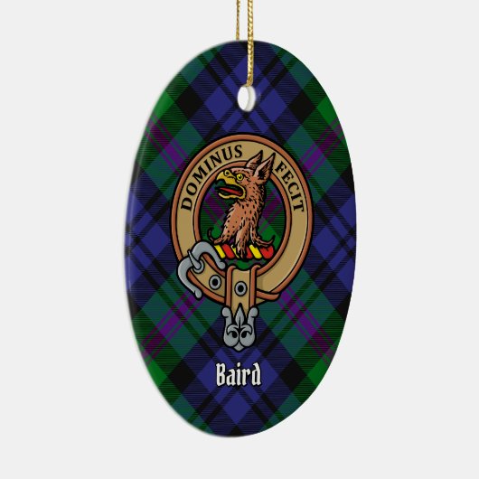 Clan Baird Wappen über Tartan Keramik Ornament (Rechts)