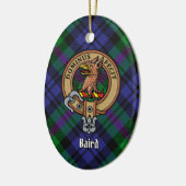 Clan Baird Wappen über Tartan Keramik Ornament (Links)