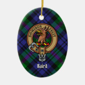 Clan Baird Wappen über Tartan Keramik Ornament (Vorne)