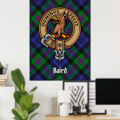 Clan Baird Wappen über Tartan Poster (Heimbüro)