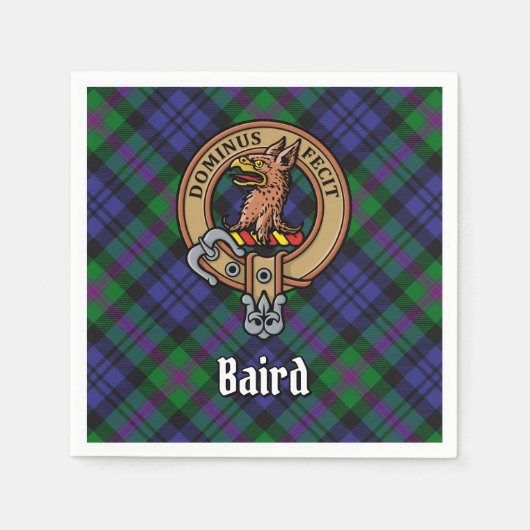 Clan Baird Wappen über Tartan Serviette (Vorderseite)