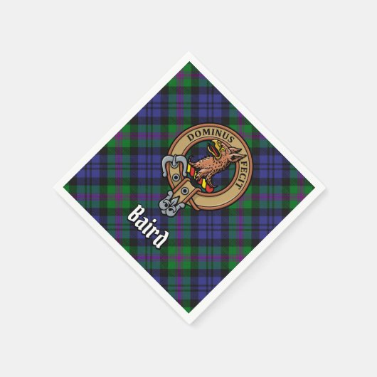 Clan Baird Wappen über Tartan Serviette (Ecke)
