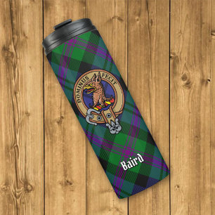 Clan Baird Wappen über Tartan Thermosbecher