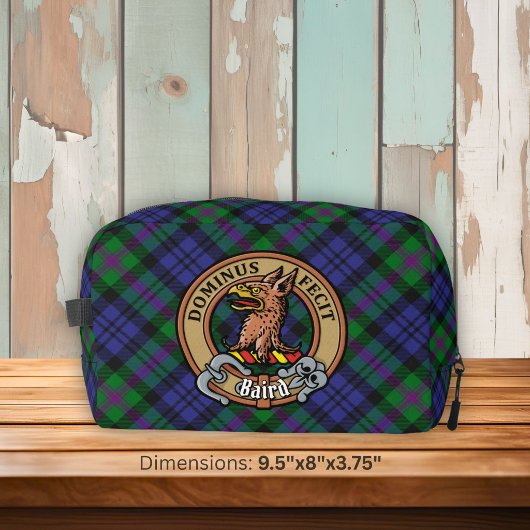 Clan Baird-Wappen über Tartan Waschbeutel