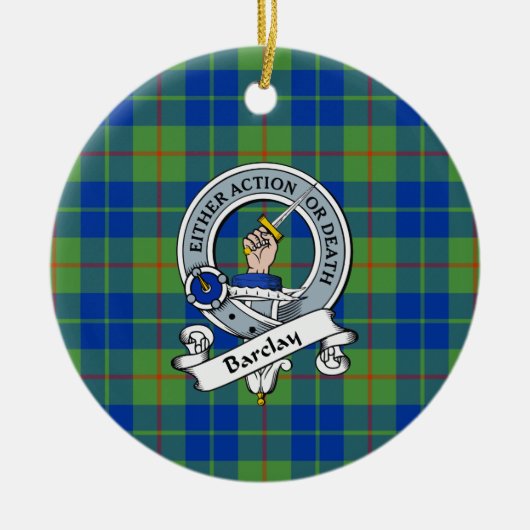 Clan Barclay Jagd Altes Abzeichen Tartan Kariert Keramik Ornament (Vorne)