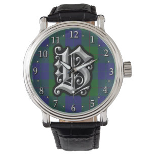 Clan Barclay Letter B Monogram Junting Tartan Armbanduhr