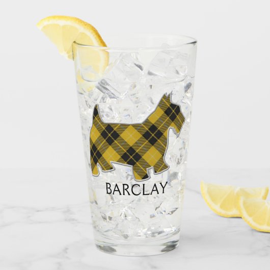 Clan Barclay Tartan Scottie Dog Glas (Vorderseite Ice)