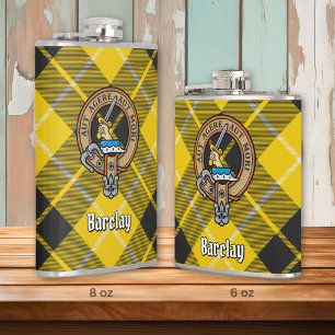 Clan Barclay-Wappen über Dress-Tartan Flachmann