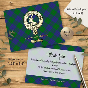Clan Barclay-Wappen über Tartan Folie Einladungspostkarte