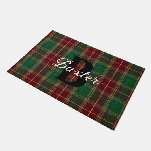 Clan Baxter Kariert Mit Monogramm Doormat Fußmatte (Schrägansicht)