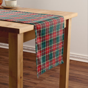 Clan Baxter Red and Forest Green Scottish Tartan Kurzer Tischläufer