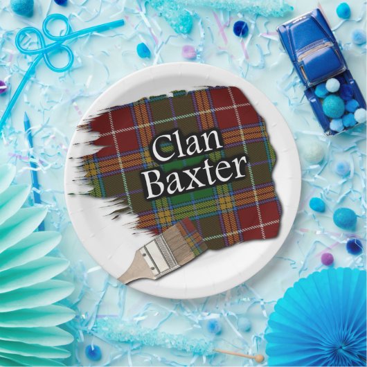Clan Baxter Scottish Tartan Paint Brush Pappteller (Party)