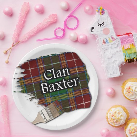 Clan Baxter Scottish Tartan Paint Brush Pappteller (Party)