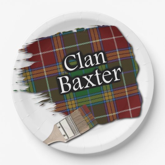 Clan Baxter Scottish Tartan Paint Brush Pappteller (Vorderseite)