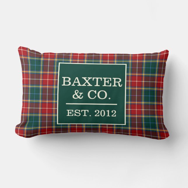 Clan Baxter Tartan Kariert Personalisiert Lendenkissen (Vorderseite)