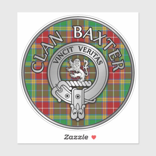 Clan Baxter Wappen & Tartan Aufkleber (Blatt)