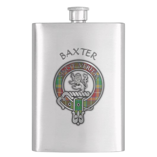 Clan Baxter Wappen & Tartan Flachmann (Vorderseite)
