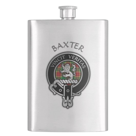 Clan Baxter Wappen & Tartan Flask Flachmann (Vorderseite)