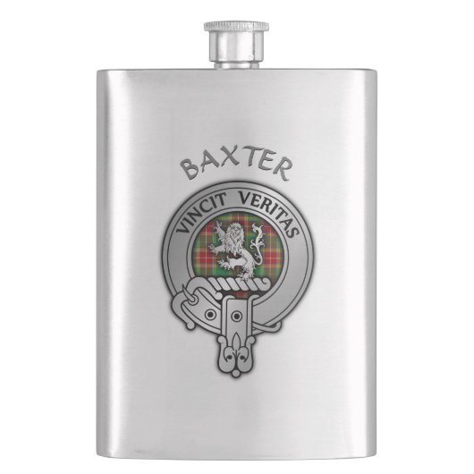Clan Baxter Wappen & Tartan Flask Flachmann (Vorderseite)