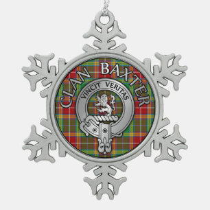 Clan Baxter Wappen & Tartan Schneeflocken Zinn-Ornament