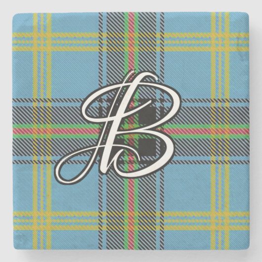 Clan Bell Tartan Custom Monogram Steinuntersetzer (Vorderseite)