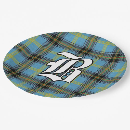 Clan Bell Tartan Kariert Pappteller (Schrägansicht)