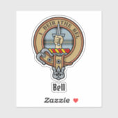 Clan Bell Wappen über Tartan Aufkleber (Blatt)