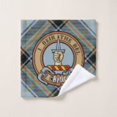 Clan Bell Wappen über Tartan Badhandtuch Set (Waschlappen)