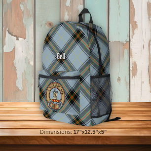 Clan Bell Wappen über Tartan Bedruckter Rucksack