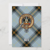 Clan Bell Wappen über Tartan Einladung (Rückseite)