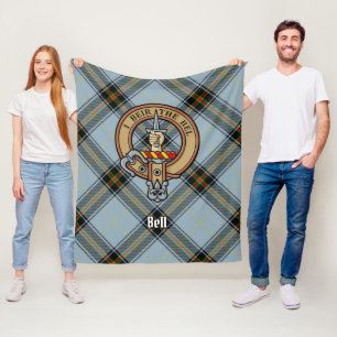 Clan Bell Wappen über Tartan Fleecedecke