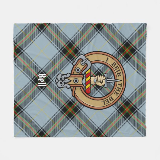 Clan Bell Wappen über Tartan Fleecedecke (Vorderseite (Horizontal))