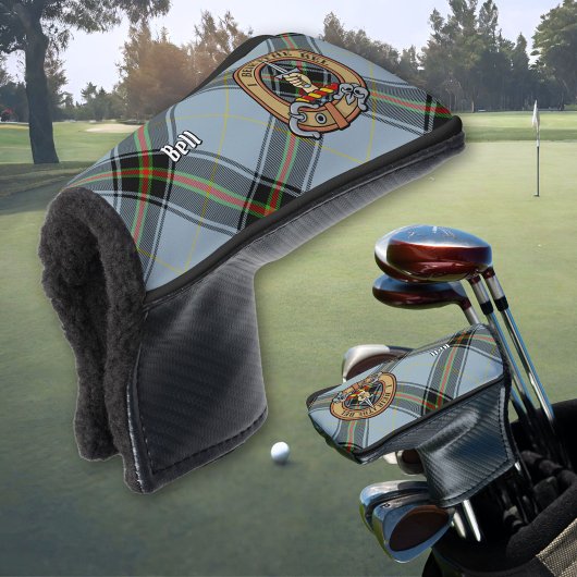 Clan Bell Wappen über Tartan Golf Head Cover Headcover