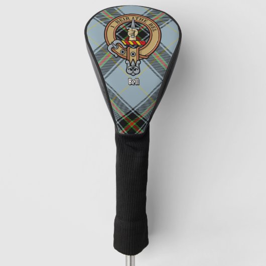 Clan Bell Wappen über Tartan Golf Headcover (Vorderseite)