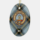 Clan Bell Wappen über Tartan Keramik Ornament (Links)