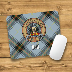 Clan Bell Wappen über Tartan Mousepad