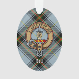 Clan Bell Wappen über Tartan Ornament
