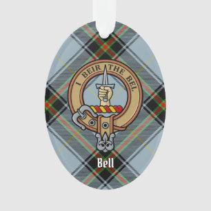 Clan Bell Wappen über Tartan Ornament
