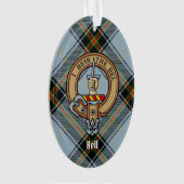 Clan Bell Wappen über Tartan Ornament (Vorderseite)