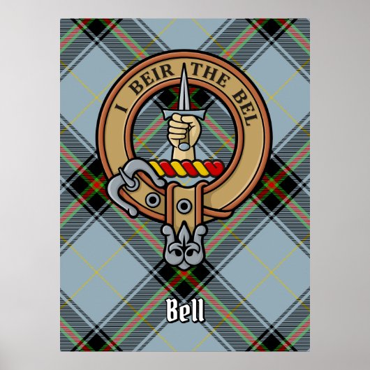 Clan Bell Wappen über Tartan Poster (Vorne)