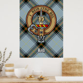 Clan Bell Wappen über Tartan Poster (Küche)