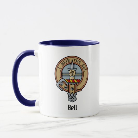 Clan Bell Wappen über Tartan Tasse (Links)
