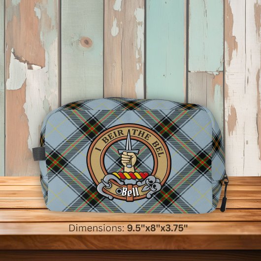 Clan Bell Wappen über Tartan Waschbeutel