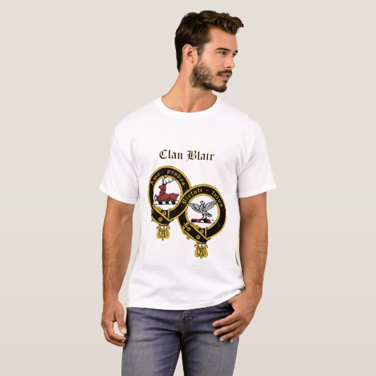 Clan Blair Wappen mit Titel T - Shirt (Vorne ganz)