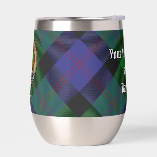 Clan Blair Wappen über Tartan (Links)