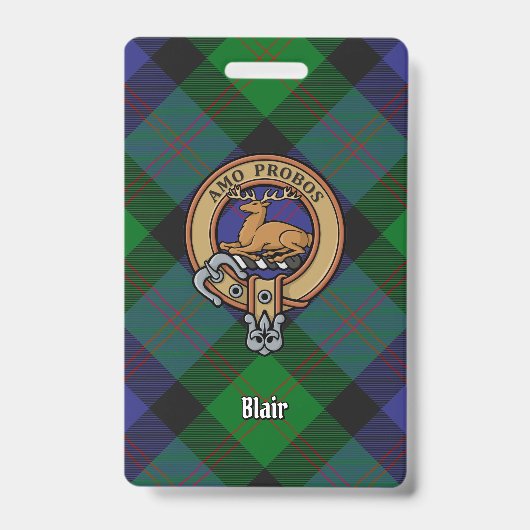 Clan Blair Wappen über Tartan Ausweis (Front)
