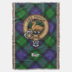 Clan Blair-Wappen über Tartan Decke
