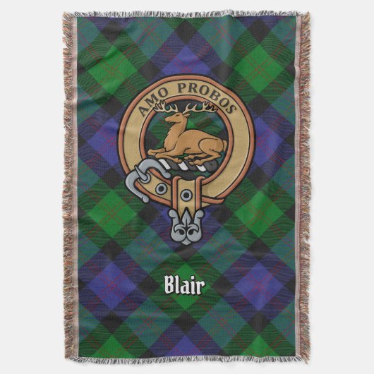 Clan Blair-Wappen über Tartan Decke (Vorderseite Vertikal)