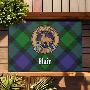 Clan Blair Wappen über Tartan Fußmatte